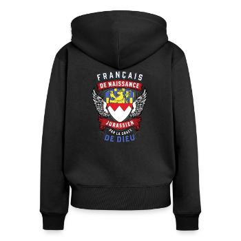 Jurassien Grâce de Dieu - Sweat à capuche zippé Premium bio Femme - noir - Dos - Julia (174cm)