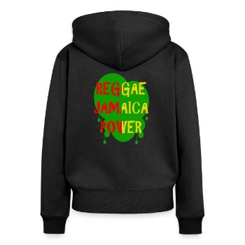 reggae jamaica power - Sweat à capuche zippé Premium bio Femme - noir - Dos - Julia (174cm)