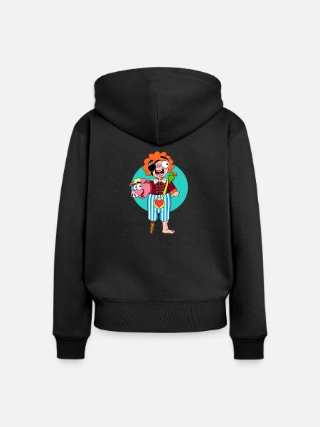 PigPirate - Frauen Premium Bio Zip Hoodie - Schwarz