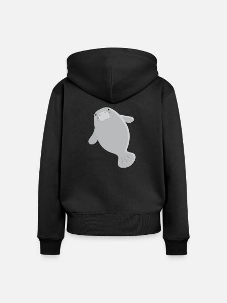 Super süße einzelne graue Seekuh - Frauen Premium Bio Zip Hoodie - Schwarz