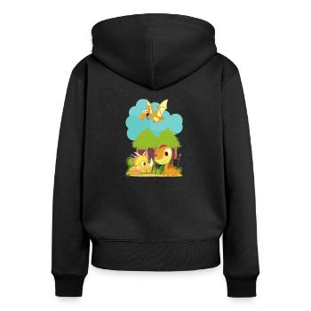 Enfants Dino - Sweat à capuche zippé Premium bio Femme - noir - Dos - Julia (174cm)