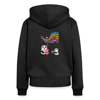 Panda - Sweat à capuche zippé Premium bio Femme - noir - Dos - Julia (174cm)