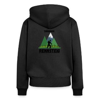 Rennsteig Thüringen Wandern Berge thüringer Wald - Frauen Premium Bio Zip Hoodie - Schwarz - Hinten - Julia (174cm)