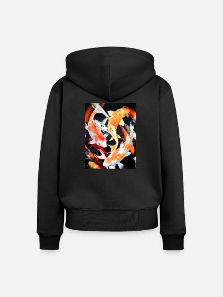 Koi-Karpfen - Frauen Premium Bio Zip Hoodie - Schwarz