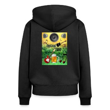Festival Time - Frauen Premium Bio Zip Hoodie - Schwarz - Hinten - Julia (174cm)