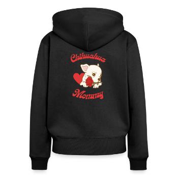 Chihuahua-Mommy - Frauen Premium Bio Zip Hoodie - Schwarz - Hinten - Julia (174cm)