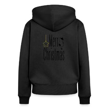 Pfotschafter Christmas - Merry Christmas Cat - Women's Premium Organic Zip Hoodie - black - Back - Julia (174cm)