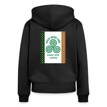 Fille irlandaise sauvage - Sweat à capuche zippé Premium bio Femme - noir - Dos - Julia (174cm)
