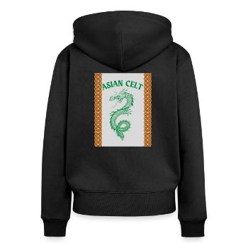 Celte asiatique - Sweat à capuche zippé Premium bio Femme - noir - Dos - Julia (174cm)