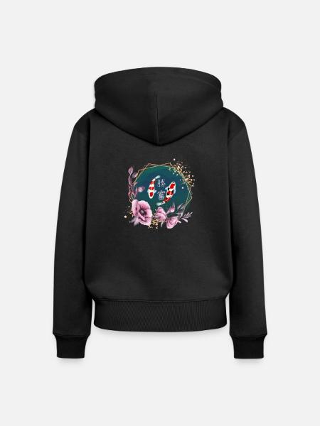 Koi_Harmony2 - Frauen Premium Bio Zip Hoodie - Schwarz