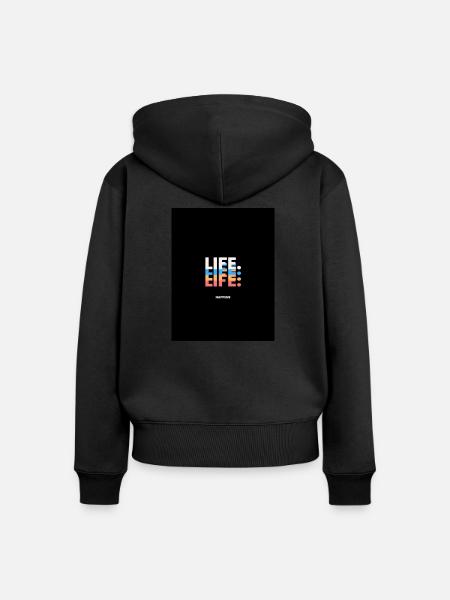LEBEN - Frauen Premium Bio Zip Hoodie - Schwarz