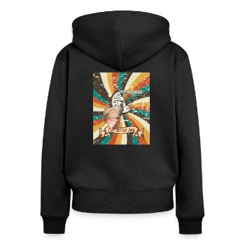 fly little one - Frauen Premium Bio Zip Hoodie - Schwarz - Hinten - Julia (174cm)