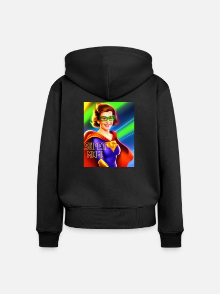 Super Mama! - Frauen Premium Bio Zip Hoodie - Schwarz