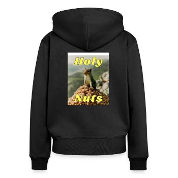 Heilige Nüsse - Frauen Premium Bio Zip Hoodie - Schwarz - Hinten - Julia (174cm)