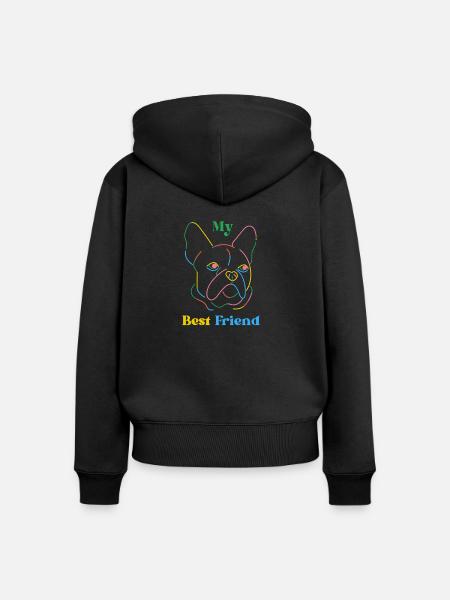 My Best Friend Dog - Frauen Premium Bio Zip Hoodie - Schwarz