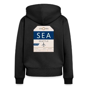 Flughafen Seattle 1950 - Frauen Premium Bio Zip Hoodie - Schwarz - Hinten - Julia (174cm)