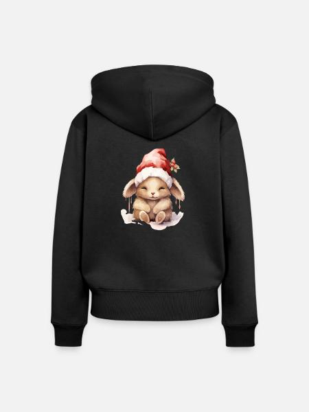 Häschen im Winterlook - Frauen Premium Bio Zip Hoodie - Schwarz
