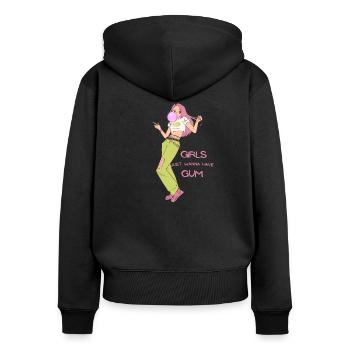 Girls just wanna have gum - Frauen Premium Bio Zip Hoodie - Schwarz - Hinten - Julia (174cm)