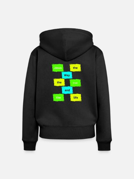 Jesus the way colour - Frauen Premium Bio Zip Hoodie - Schwarz