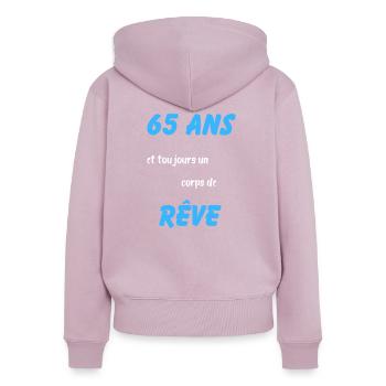 65 ans et toujours un corps de rêve - Sweat à capuche zippé Premium bio Femme - rose poudré - Dos - Julia (174cm)
