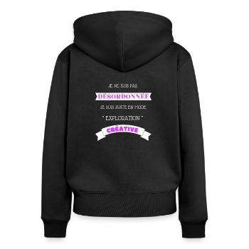 Désordonnée fille - Sweat à capuche zippé Premium bio Femme - noir - Dos - Julia (174cm)