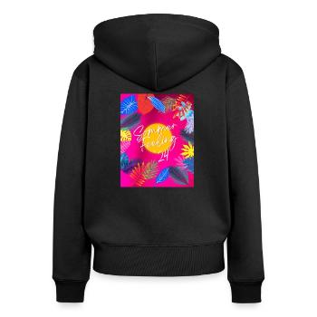 Sommer feeling 24 - Frauen Premium Bio Zip Hoodie - Schwarz - Hinten - Julia (174cm)