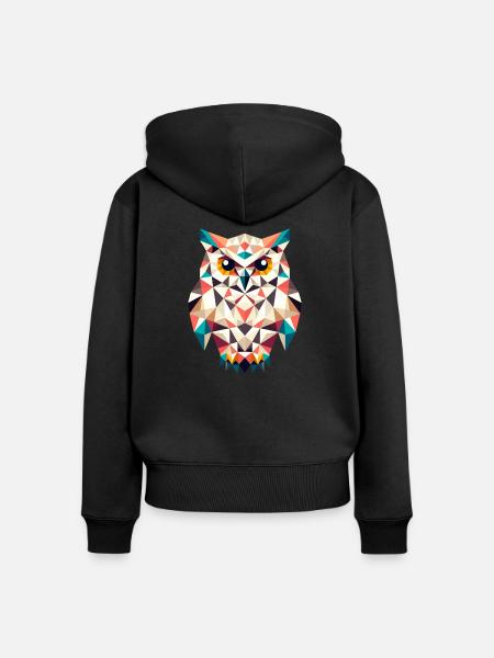 Eule // owl - Frauen Premium Bio Zip Hoodie - Schwarz