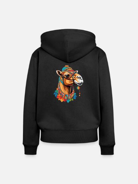 Kamel - Frauen Premium Bio Zip Hoodie - Schwarz
