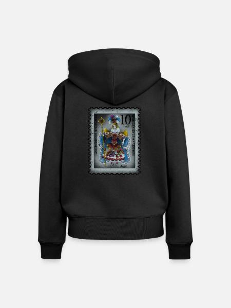 Briefmarke Engel - Frauen Premium Bio Zip Hoodie - Schwarz
