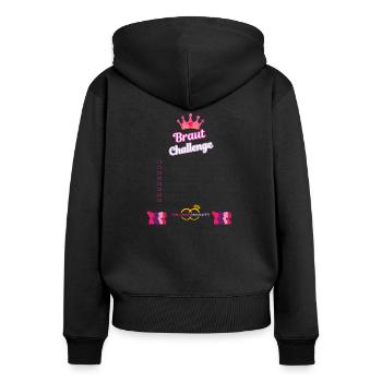 Mädchen JGA - Frauen Premium Bio Zip Hoodie - Schwarz - Hinten - Julia (174cm)