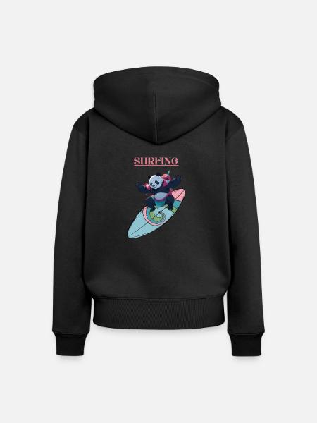 Surfing - Frauen Premium Bio Zip Hoodie - Schwarz