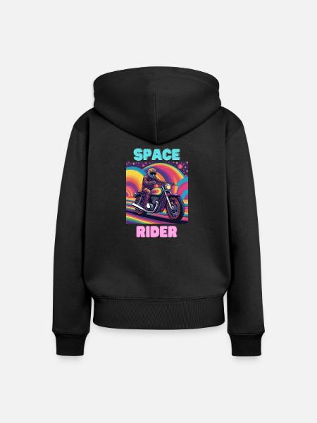 Space Rider - Frauen Premium Bio Zip Hoodie - Schwarz