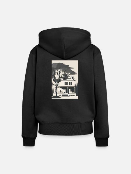 Haus - Frauen Premium Bio Zip Hoodie - Schwarz