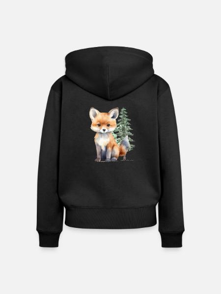 Fuchs im Wald - Frauen Premium Bio Zip Hoodie - Schwarz