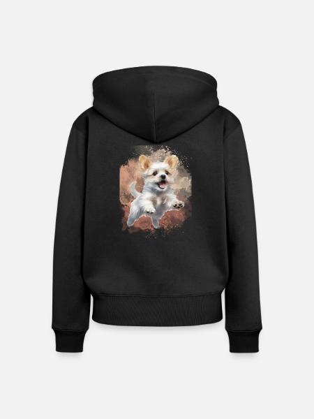 Fliegender Hund - Frauen Premium Bio Zip Hoodie - Schwarz