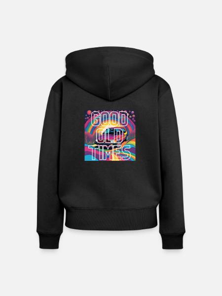Good old Times - Frauen Premium Bio Zip Hoodie - Schwarz