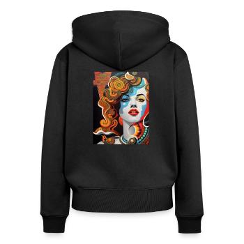 Cover pop 3 Star - Women's Premium Organic Zip Hoodie - black - Back - Julia (174cm)