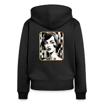 Pixelart Woman - Frauen Premium Bio Zip Hoodie - Schwarz - Hinten - Julia (174cm)