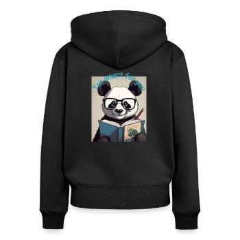 Der Lesende Panda - Frauen Premium Bio Zip Hoodie - Schwarz - Hinten - Julia (174cm)
