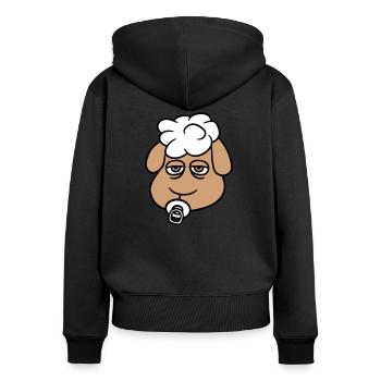 mouton bébé bambin visage sucette tête d’enfant - Sweat à capuche zippé Premium bio Femme - noir - Dos - Julia (174cm)