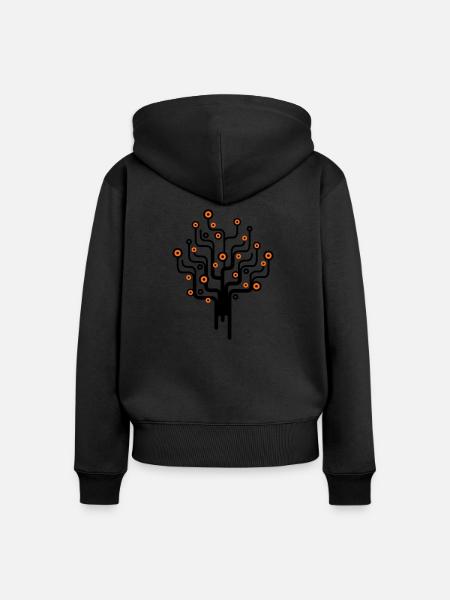 baum2_2f - Frauen Premium Bio Zip Hoodie - Schwarz