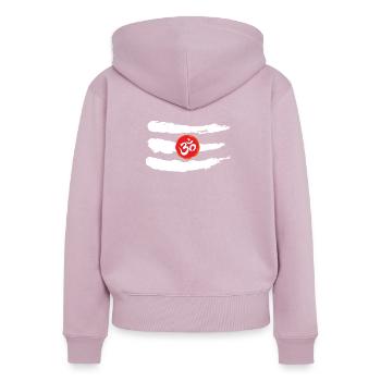 Troisième Oeil Shiva OM Thème blanc - Sweat à capuche zippé Premium bio Femme - rose poudré - Dos - Julia (174cm)