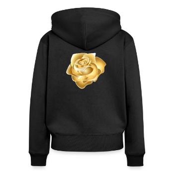 Goldene Rose - Frauen Premium Bio Zip Hoodie - Schwarz - Hinten - Julia (174cm)