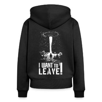 Je veux croire ou partir - Sweat à capuche zippé Premium bio Femme - noir - Dos - Julia (174cm)