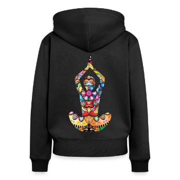 Yogini Yoga Mandala Meditation Om Zen Geschenkidee - Frauen Premium Bio Zip Hoodie - Schwarz - Hinten - Julia (174cm)