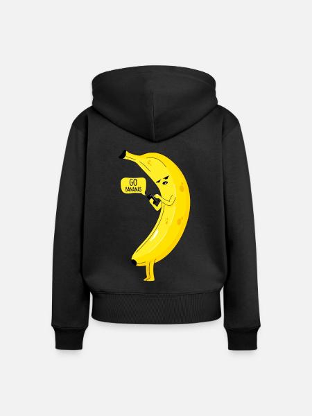 Banane mit Telefon - Frauen Premium Bio Zip Hoodie - Schwarz