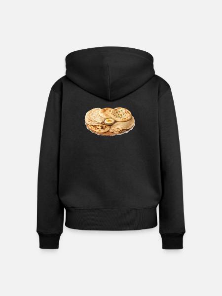 internationale Fladenbrotplatte - Frauen Premium Bio Zip Hoodie - Schwarz