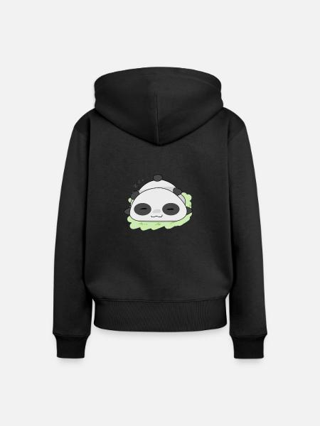 Panda - Frauen Premium Bio Zip Hoodie - Schwarz