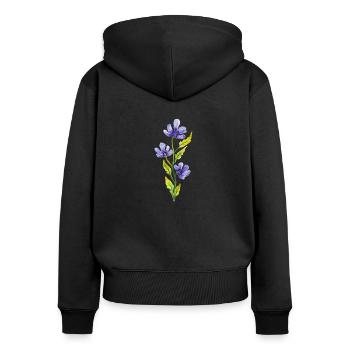 Flower watercolor flower tendril woman alps herbs - Women's Premium Organic Zip Hoodie - black - Back - Julia (174cm)