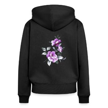 Schöne Blumen Blume lila schön Sommer sommerlich - Frauen Premium Bio Zip Hoodie - Schwarz - Hinten - Julia (174cm)